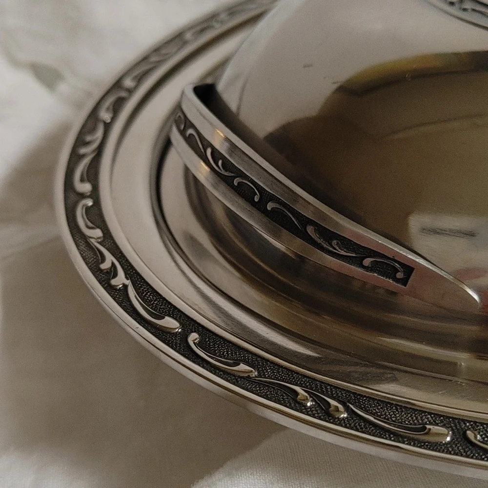 Mid Century Oneida Oval Stainless Steel Covered Serving Dish